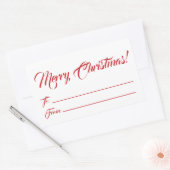 スクリプトからクリスマス赤空白の白エレガント 長方形シール (封筒)