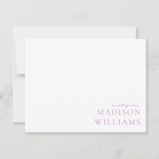 スクリプトからシックAノートタイポグラフィ紫ノート ノートカード (正面)