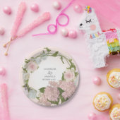 スクリプトかわいらしアジサイフローラリースハ絵を描ンド ペーパープレート (パーティー)