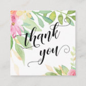 スクリプトかわいらしタイポグラフィピンクフローラ結婚式の引き出物 エンクロージャーカード (正面)