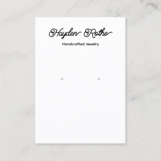 スクリプトかわいらしホワイトイヤリングディスプレイ名刺 名刺 (正面)