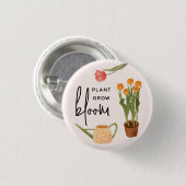スクリプトかわいらし植物の成長開花チューリップ 缶バッジ (正面&裏面)
