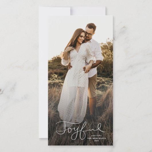 スクリプトされた楽しい写真のクリスマスホリデーカード シーズンカード (正面)