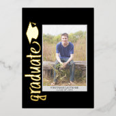 スクリプトとキャッモダンプ付きの卒業写真 箔招待状 (正面)