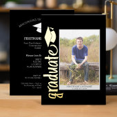 スクリプトとキャッモダンプ付きの卒業写真 箔招待状