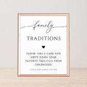 スクリプトとハート家族の伝統ベビーシャワーのサイン ポスター