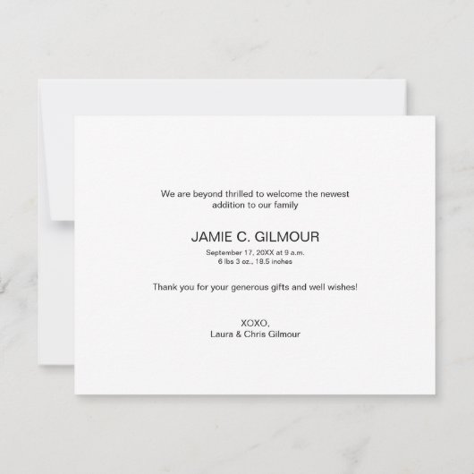 スクリプトとベビー誕生のお知らせ 案内状 (裏面)