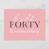スクリプトと幾何学的な40th誕生日の招待状 インビテーションポストカード (正面)