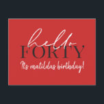 スクリプトと幾何学的な40th誕生日の招待状 インビテーションポストカード<br><div class="desc">スクリプモダント&幾何学的40歳の誕生日招待状。ジオメトモダンリバックアパターンコレクションの一部。色を変更できる。</div>