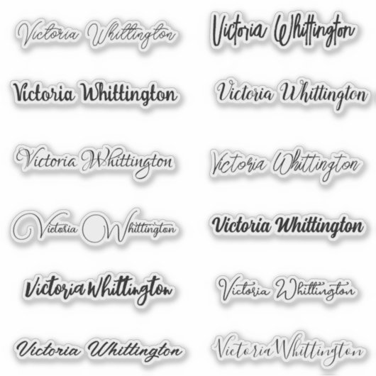 スクリプトと書道のパーソナライズタイポグラフィ名 シール (正面)