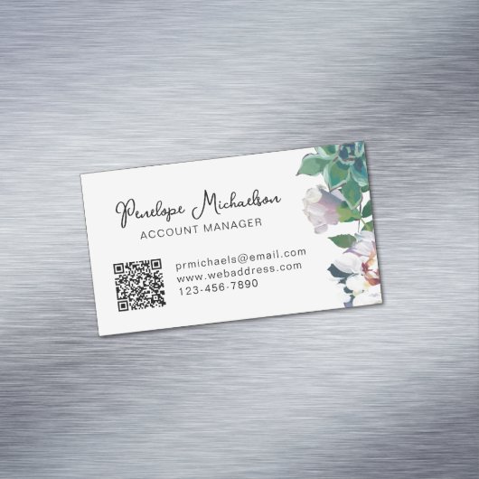 スクリプトとQRコードかわいらしを含む植物性多肉株 マグネット名刺 (インサイチュ)