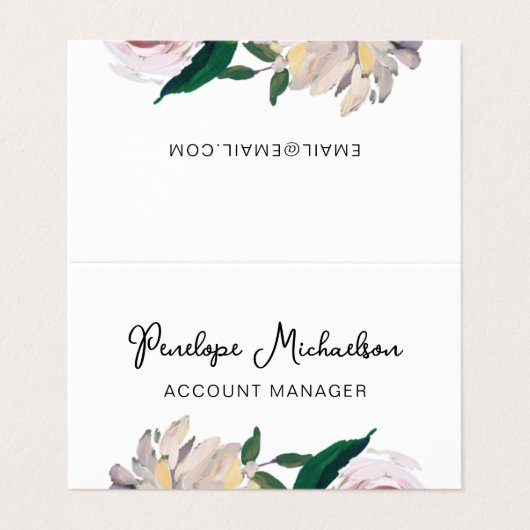 スクリプトとQRコードかわいらし付き植物性フローラ 名刺 (外部フラット)