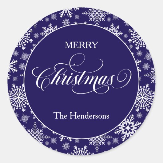スクリプトのカスタムクリスマスの青いシール ラウンドシール (正面)