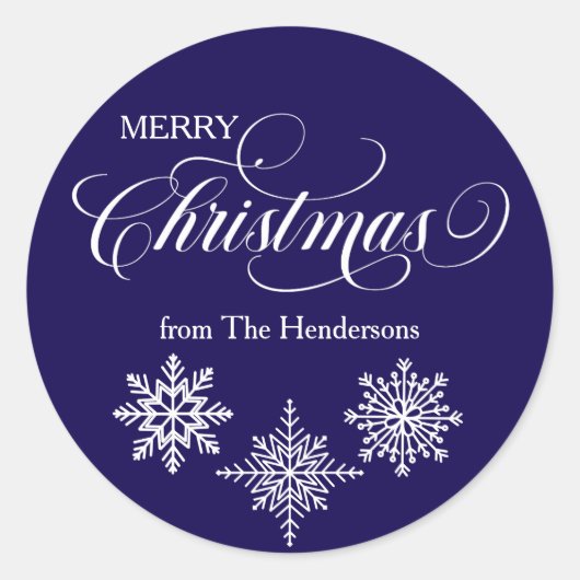 スクリプトのカスタムクリスマスの青いシール ラウンドシール (正面)