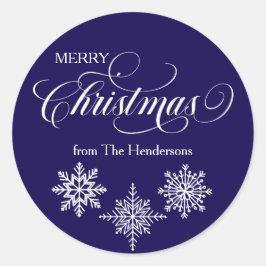 スクリプトのカスタムクリスマスの青いシール ラウンドシール