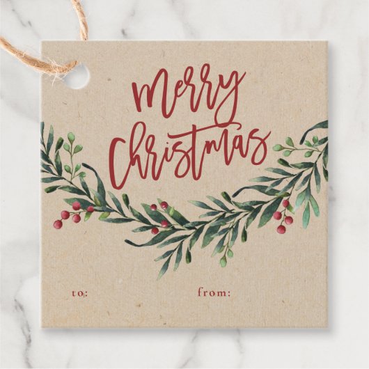 スクリプトのクリスマス ブランチ ベリー ギフトタグ フェイバータグ (正面)