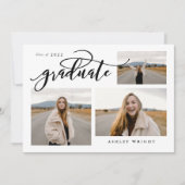 スクリプトのシンプル卒業3フォトコラージュパーティー 招待状 (正面)