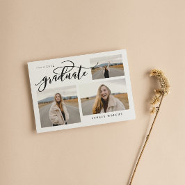 スクリプトのシンプル卒業3フォトコラージュパーティー 招待状