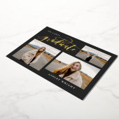 スクリプトのシンプル卒業3フォトコラージュパーティーFoi 箔招待状 (回転した状態)