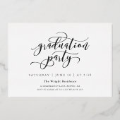 スクリプトのシンプル卒業3フォトコラージュパーティーFoi 箔招待状 (裏面)