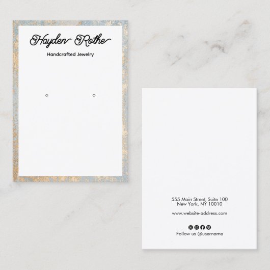 スクリプトのホワイトイヤリング金ゴールドフレンチディスプレイ 名刺 (正面/裏面)