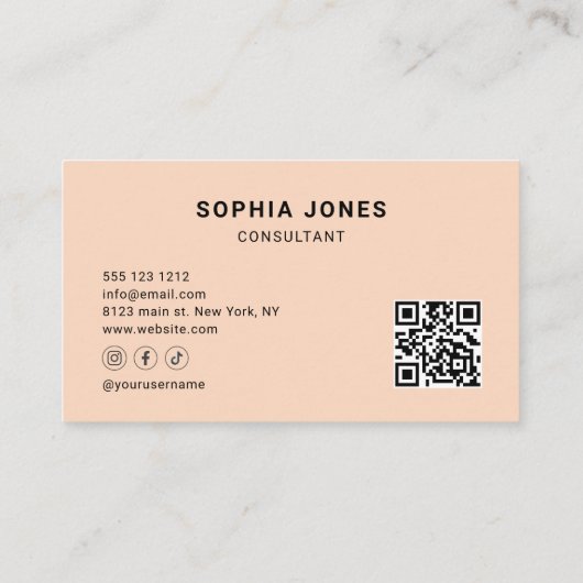 スクリプトのミニマリストの上品な桃 名刺 (裏面)