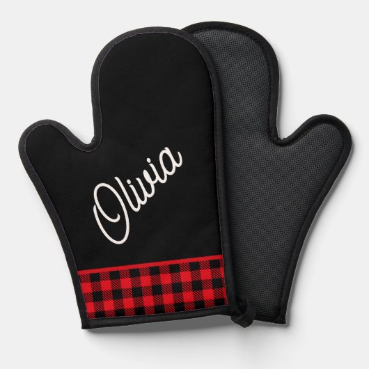 スクリプトのモノグラム、赤いバッファロープライド 鍋つかみ (正面/裏面)