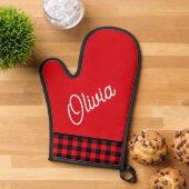 スクリプトのモノグラム、赤い黒バッファロープライド 鍋つかみ (トップダウン)