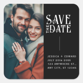 スクリプトの写真エレガントをミニマルモダン保存 スクエアシール