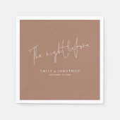 スクリプトの前の夜のミニマリストSoft Brown スタンダードカクテルナプキン (正面)