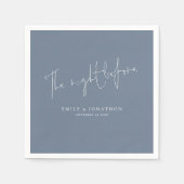 スクリプトの前の夜のミニマルな塵の青 スタンダードカクテルナプキン (正面)