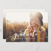 スクリプトの卒業の両面フォトパーティー 招待状 (正面/裏面)