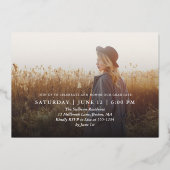 スクリプトの卒業の両面フォトパーティー 箔招待状 (裏面)