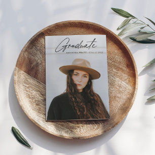 スクリプトの卒業の両面フォトポートレートパーティー 招待状