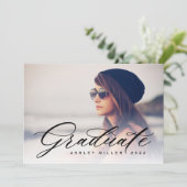 スクリプトの卒業用の両面フォトパーティの招待状 招待状 (スタンド正面)