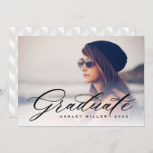 スクリプトの卒業用の両面フォトパーティの招待状 招待状 (正面/裏面)