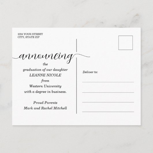 スクリプトの卒業発表 ポストカード (裏面)