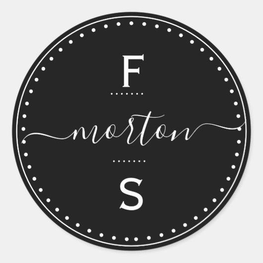 スクリプトの姓とイニシャル ラウンドシール (正面)