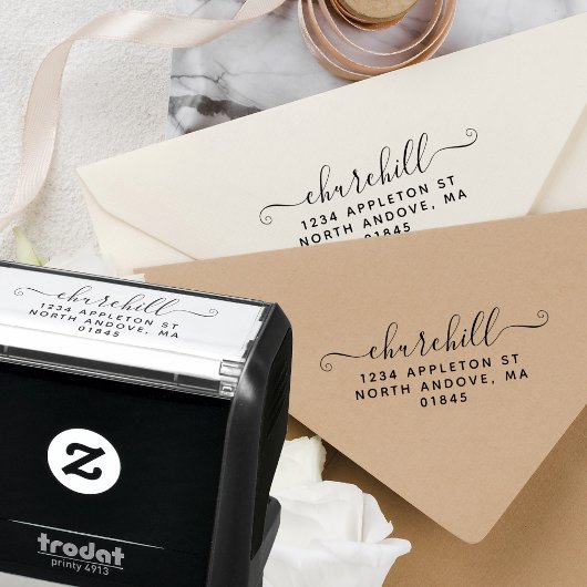 スクリプトの姓のモダン最小値差出人住所 セルフインキングスタンプ