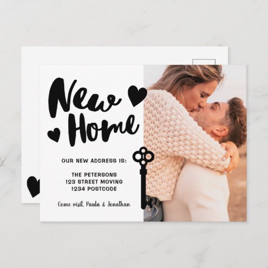 スクリプトの新しいホームフォト鍵の移動アナウンス 案内ポストカード (正面/裏面)