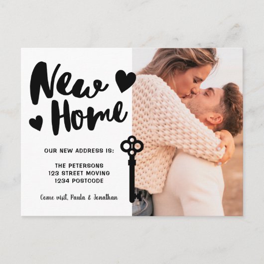 スクリプトの新しいホームフォト鍵の移動アナウンス 案内ポストカード (正面)