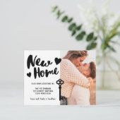 スクリプトの新しいホームフォト鍵の移動アナウンス 案内ポストカード (スタンド正面)