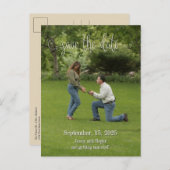 スクリプトの白いフォント日付の保存 案内ポストカード (正面/裏面)