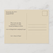 スクリプトの白いフォント日付の保存 案内ポストカード (裏面)