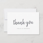 スクリプトの白黒感謝していミニマリスト サンキューカード (正面)