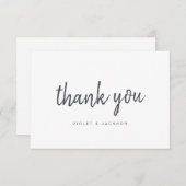 スクリプトの白黒感謝していミニマリスト サンキューカード (正面/裏面)