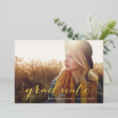 スクリプトの目盛り付き両面フォトパーティー 箔招待状 (立ち正面)