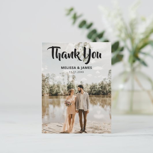 スクリプトはっきりしたの写結婚真に感謝 ポストカード (スタンド正面)