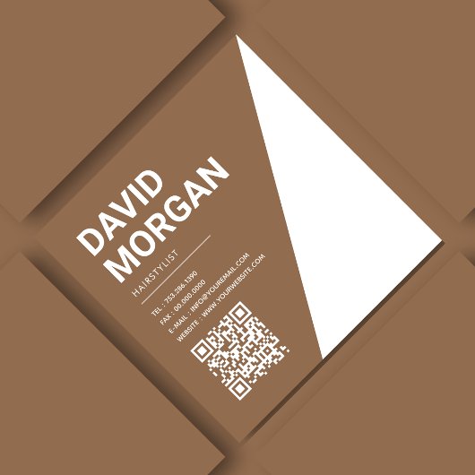 スクリプトはっきりしたタイポグラフィボホベージュQrコード スクエア名刺