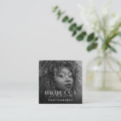 スクリプトはっきりしたタイポグラフィ写真Qrコード写真 スクエア名刺 (スタンド正面)